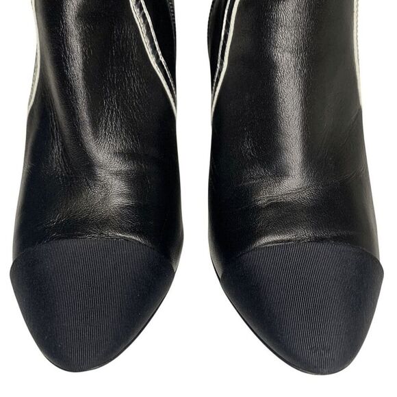 Chanel Interlocking C Black Leather and Grosgrain Ankle Booties EU 37.5 US 6.5-7 - Picture 3 of 10